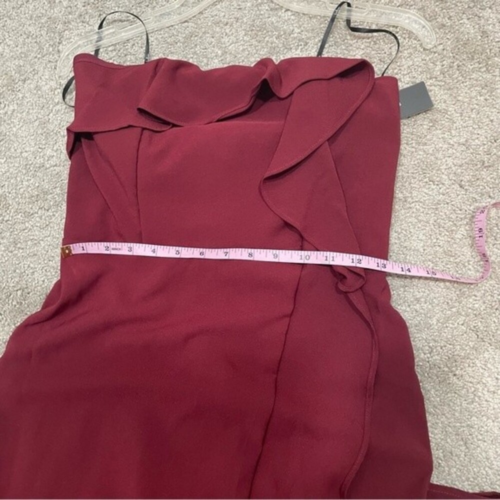 NWT Lulu’s Valerie Burgundy Ruffled Strapless Maxi Dress Size S - Picture 10 of 12